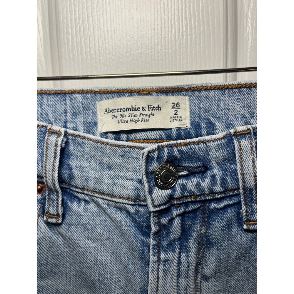 Abercrombie & Fitch The 90s Slim Straight Women 26 Light Blue Ultra High Rise - Picture 4 of 8